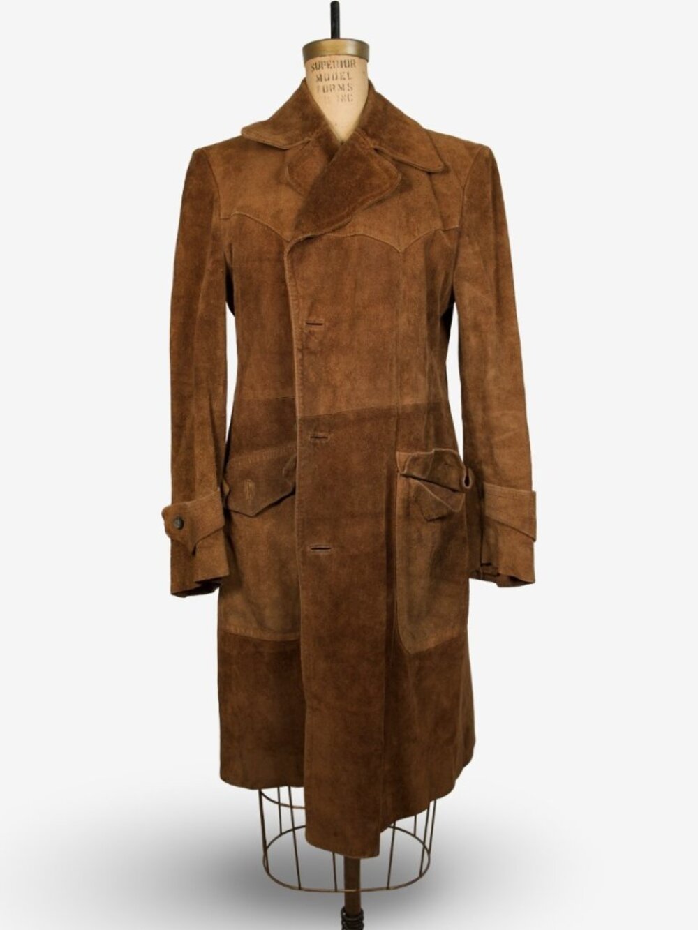 Vintage 70s Joe Feller Franco Tucci Suede Leather Brown Trench Coat